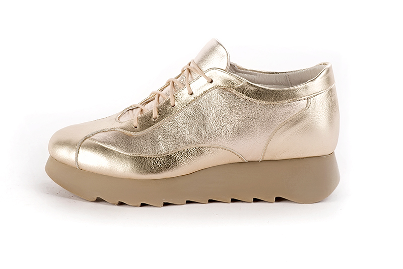 Gold women's elegant sneakers.. Profile view - Florence KOOIJMAN